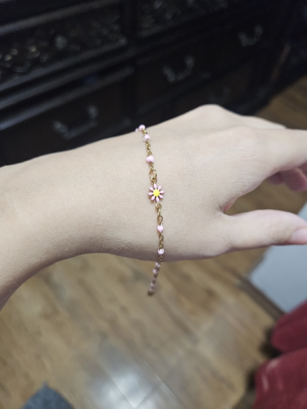 Pink Daisy Chain Bracelet